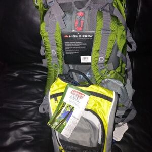 High Sierra Titan 55 hiking bag & Coleman Max hydration backpack Bundle